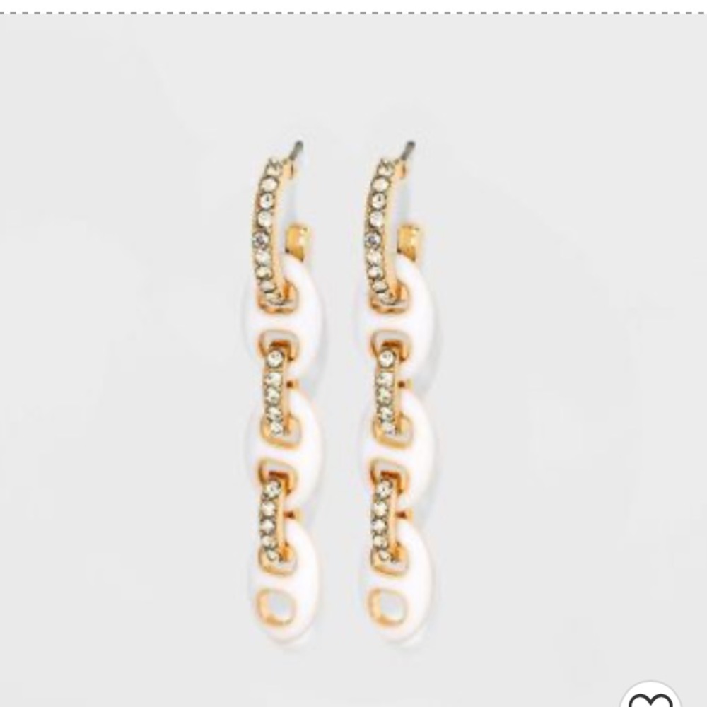 SUGARFIX by BaubleBar Mixed Media Link Chain Drop Earrings White Neon Enamel - Picture 4 of 9